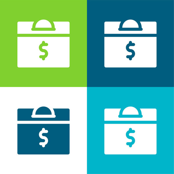 Box Flat four color minimal icon set