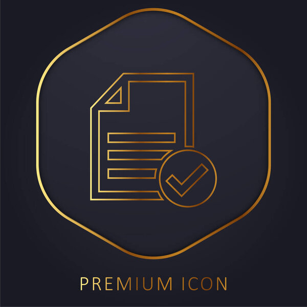 Accept File Or Checklist golden line premium logo or icon