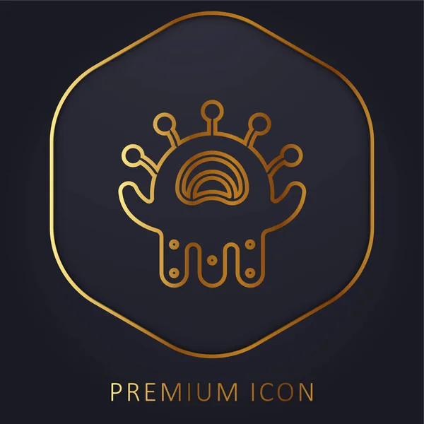 Logotipo Icono Premium Línea Dorada Alienígena — Vector de stock