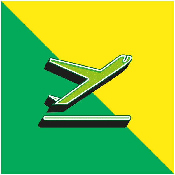 Airplane Green and yellow modern 3d vector icon logo