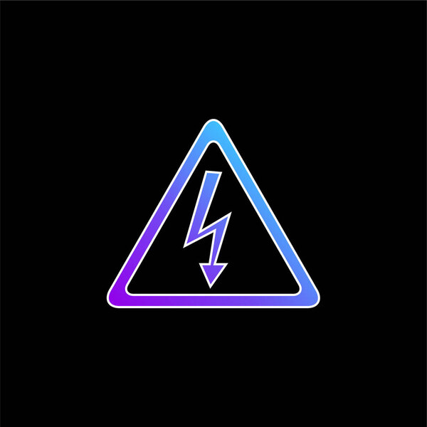 Arrow Bolt Signal Of Electrical Shock Risk In Triangular Shape blue gradient vector icon