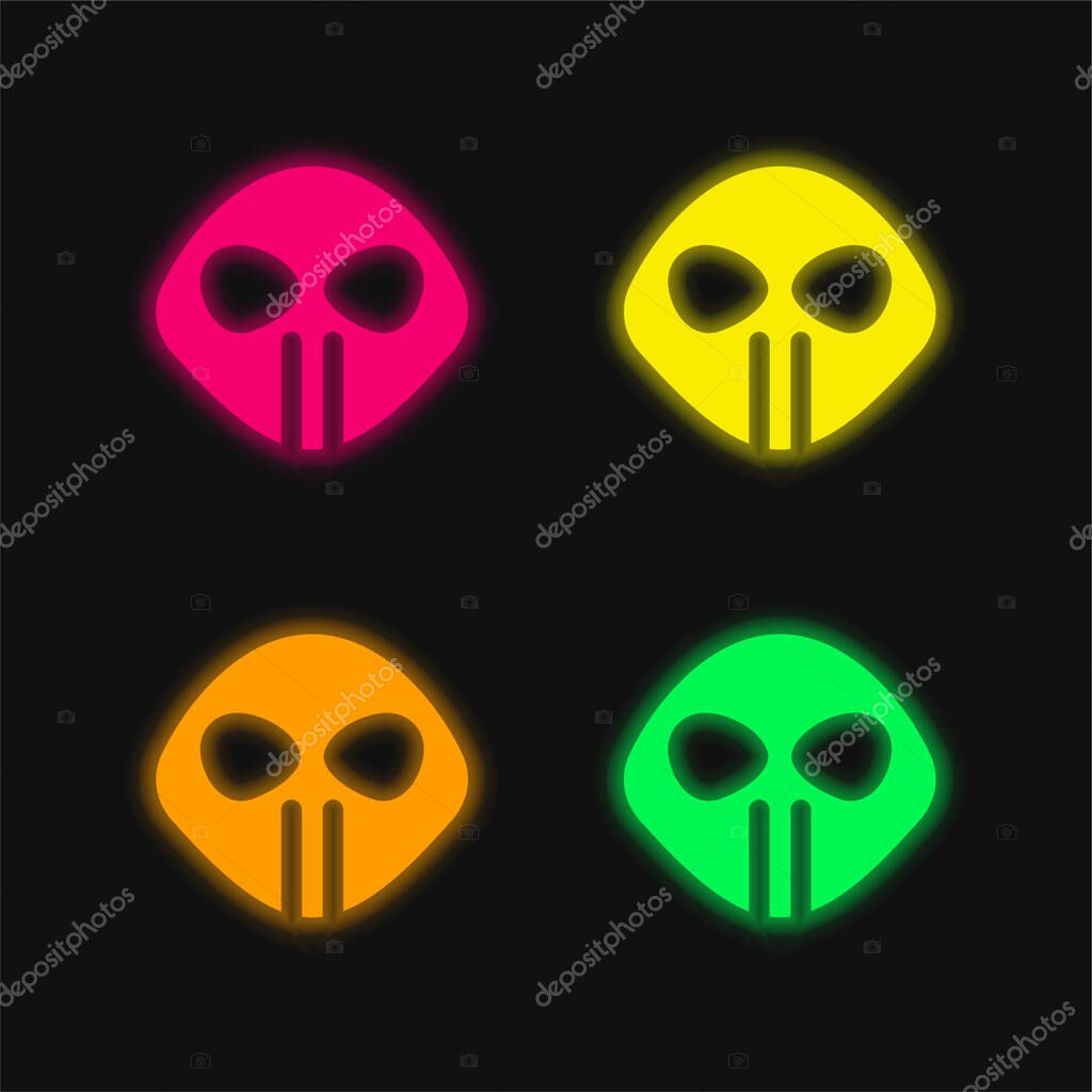Alien four color glowing neon vector icon