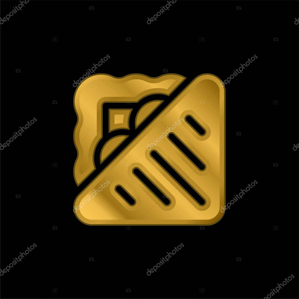 Bread gold plated metalic icon or logo vector