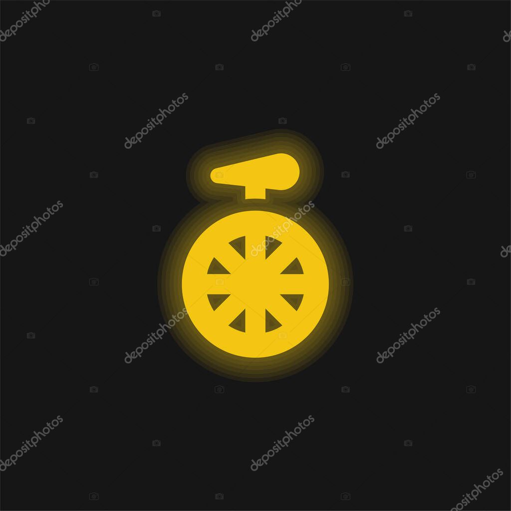 Bicycle yellow glowing neon icon