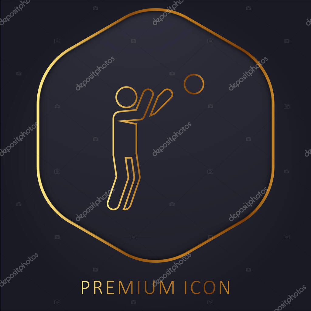 Basketball Player golden line premium logo or icon