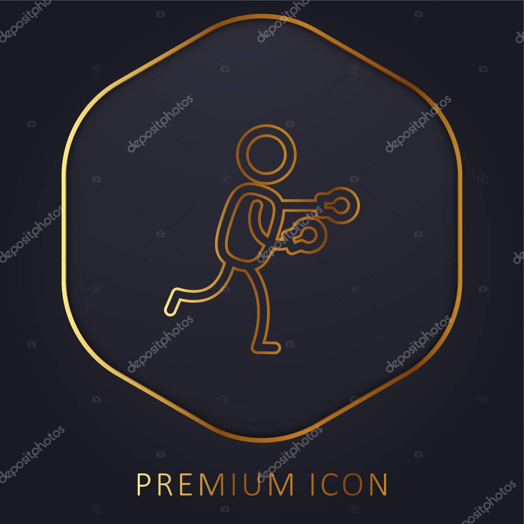 Boxer golden line premium logo or icon