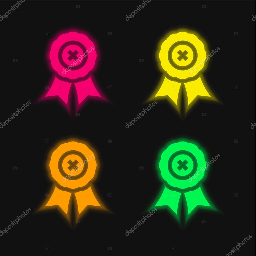 Bad Review four color glowing neon vector icon
