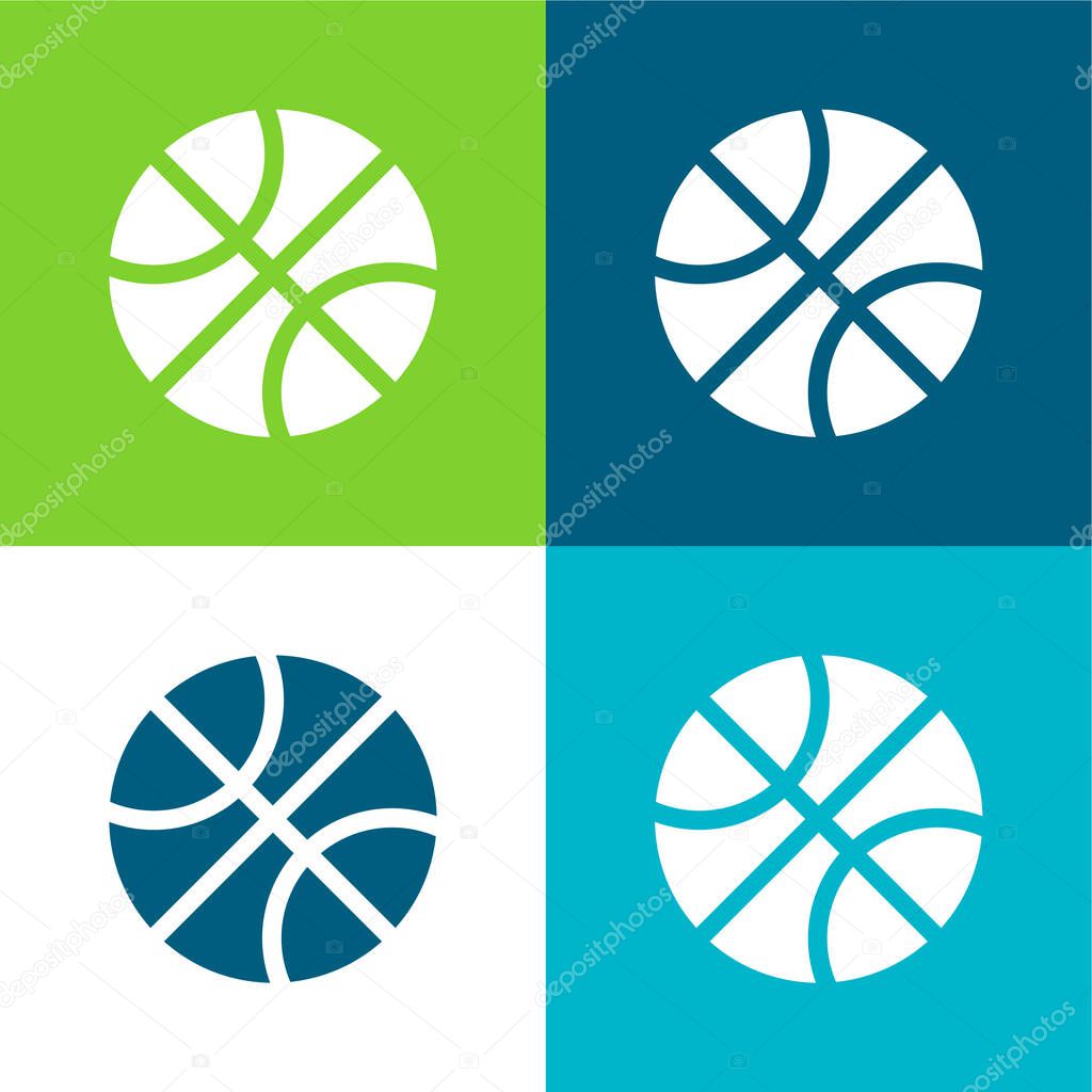 Basketball Flat four color minimal icon set