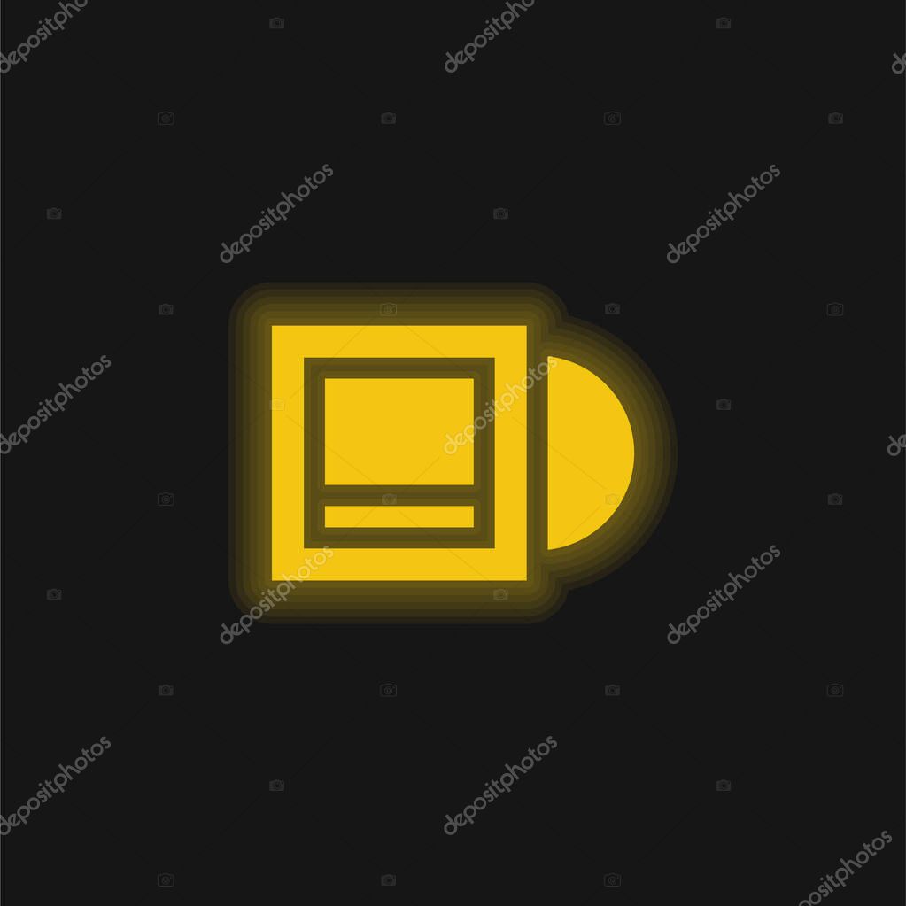 Album yellow glowing neon icon