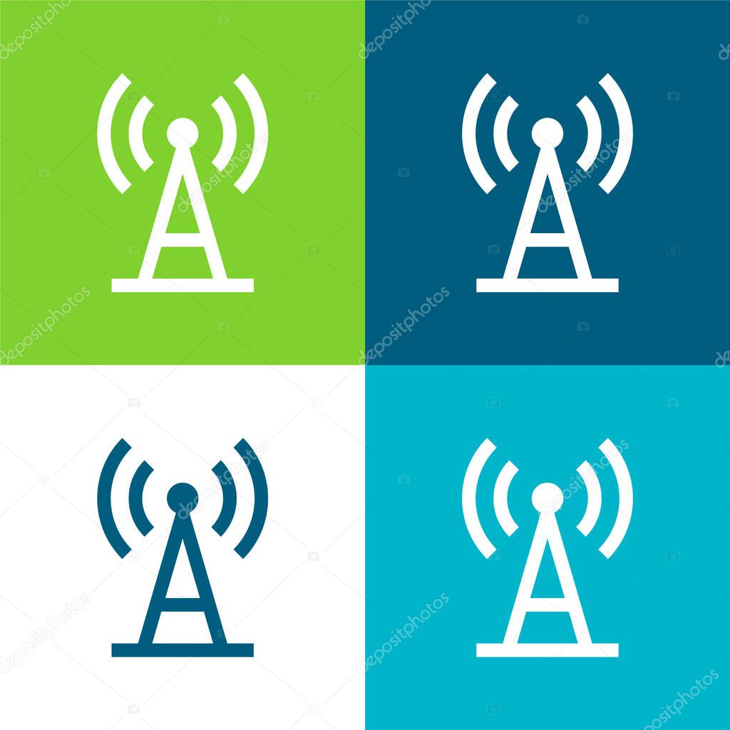 Antenna Flat four color minimal icon set