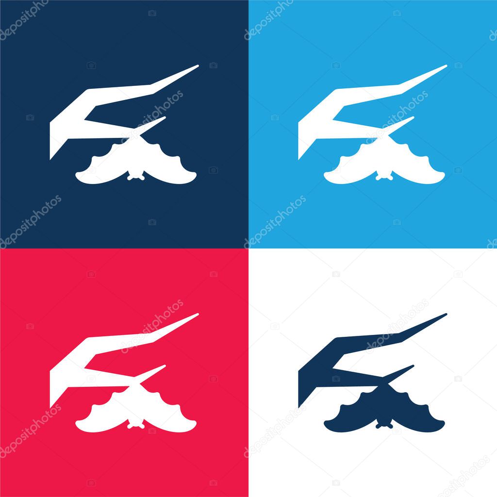Branch Bat blue and red four color minimal icon set