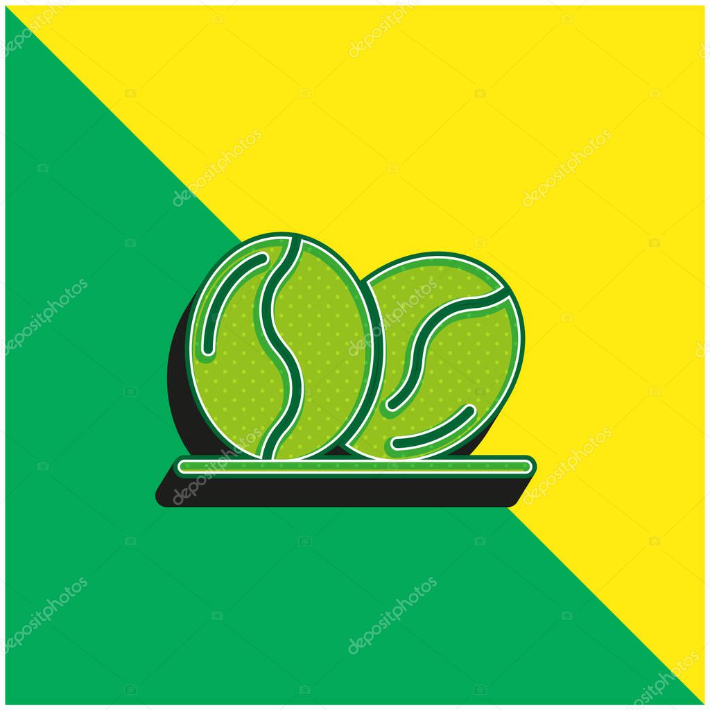 Beans Green and yellow modern 3d vector icon logo