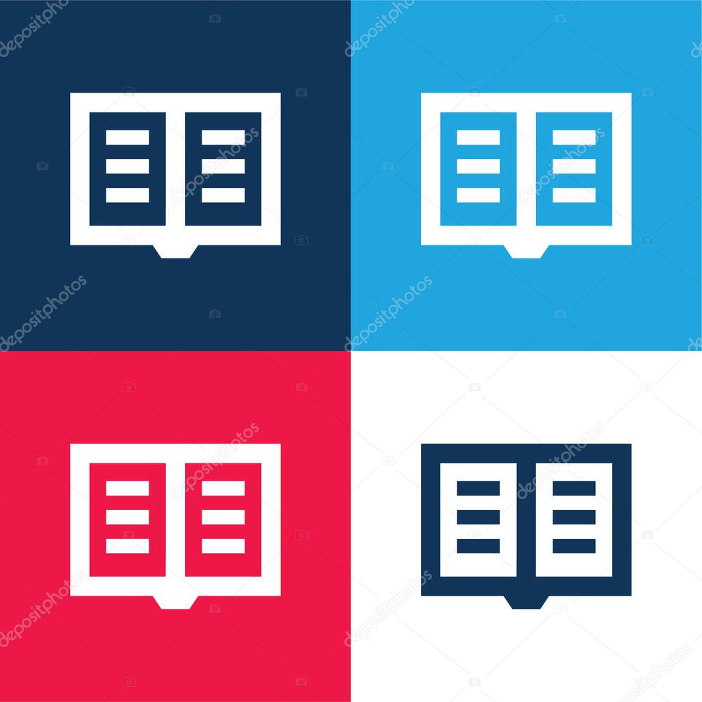 Book blue and red four color minimal icon set