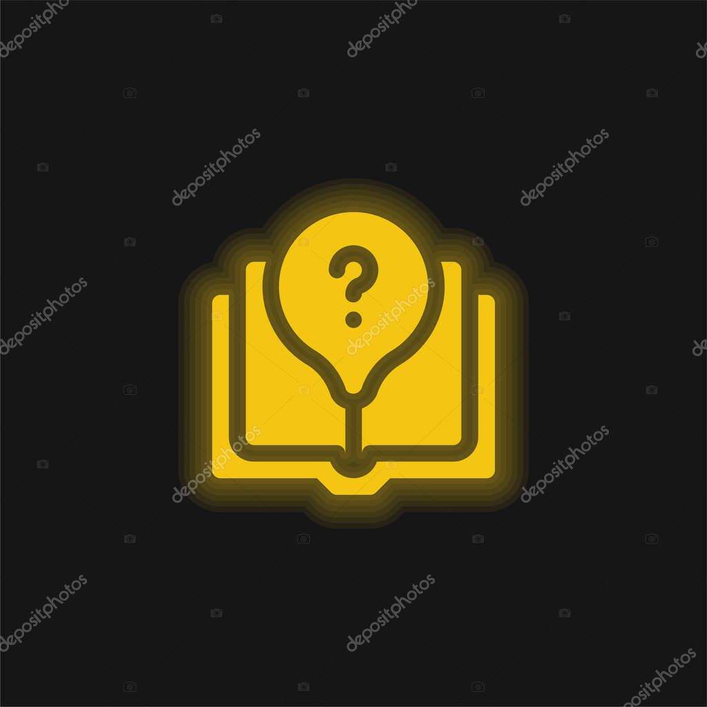 Book yellow glowing neon icon
