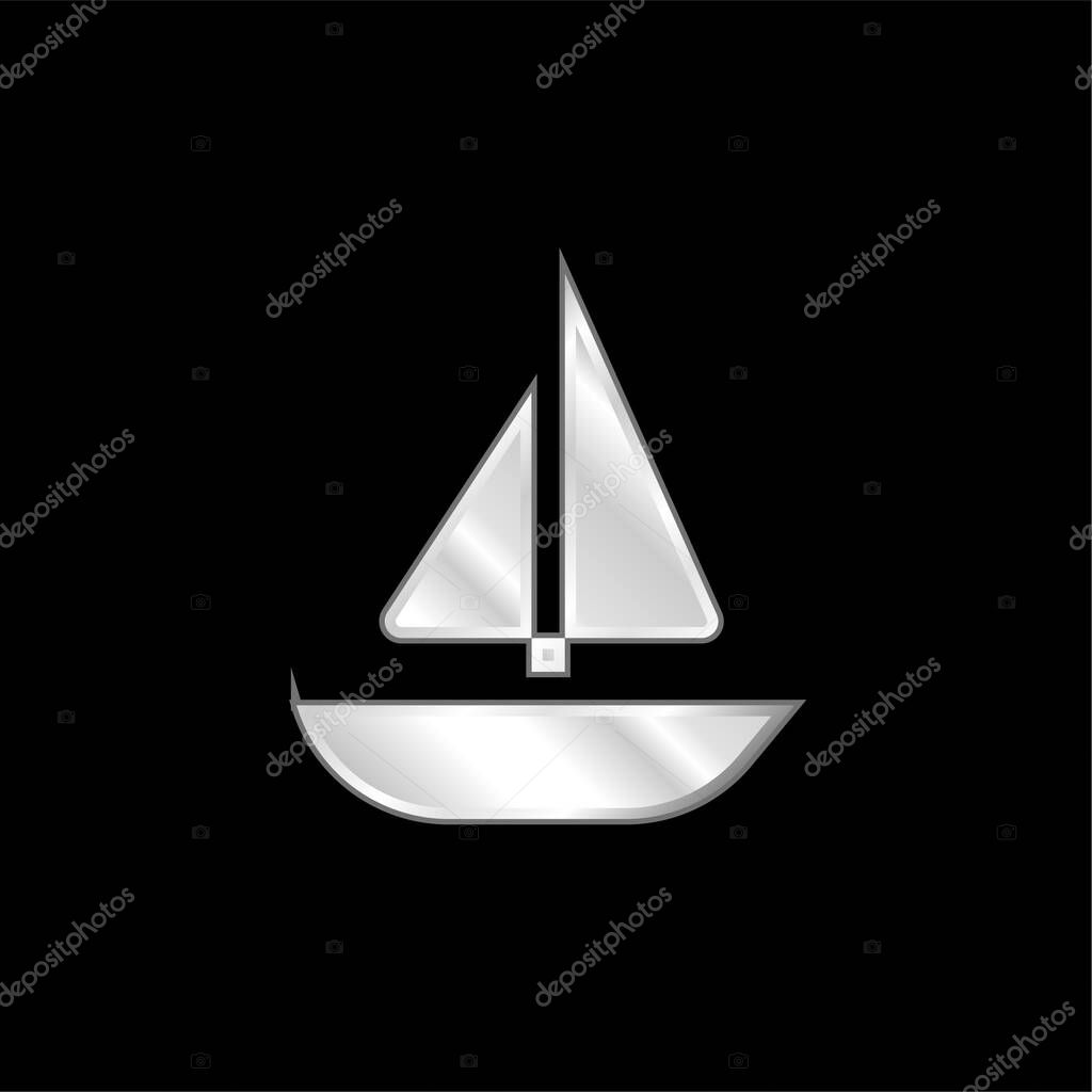 Boat silver plated metallic icon