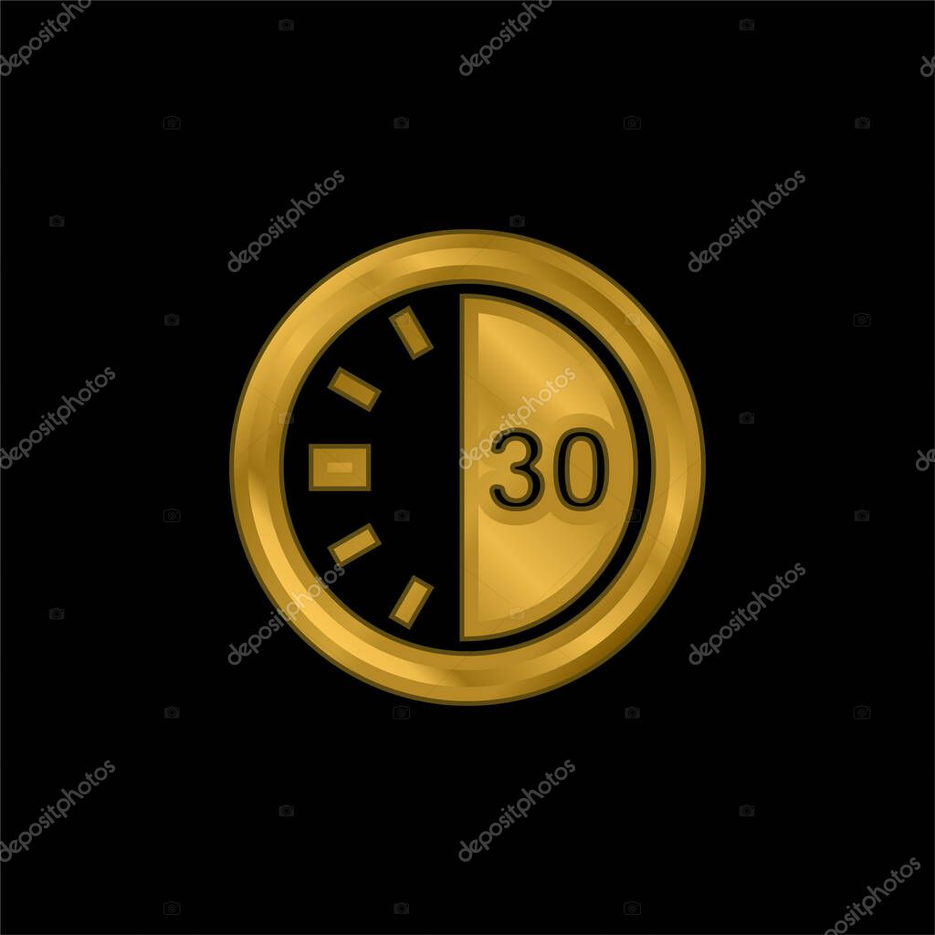 30 Seconds On A Timer gold plated metalic icon or logo vector