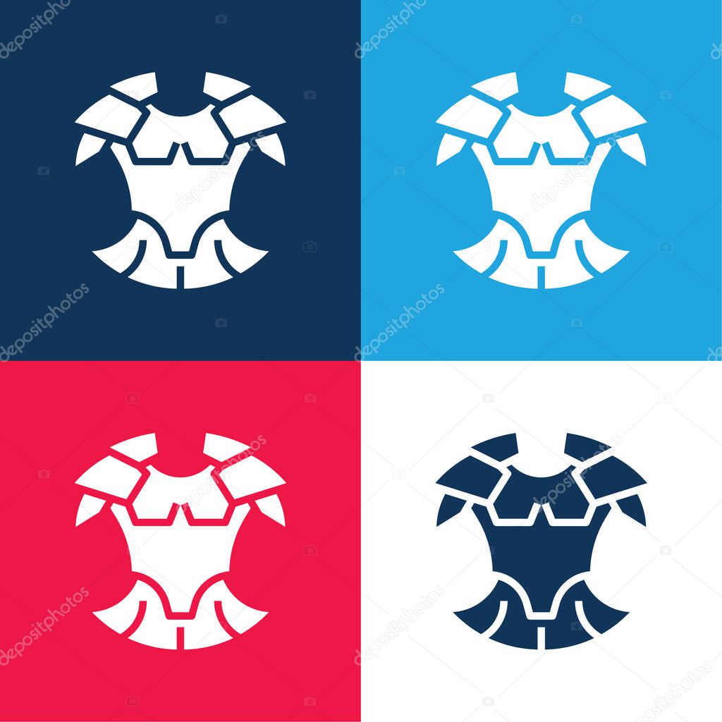 Armor blue and red four color minimal icon set