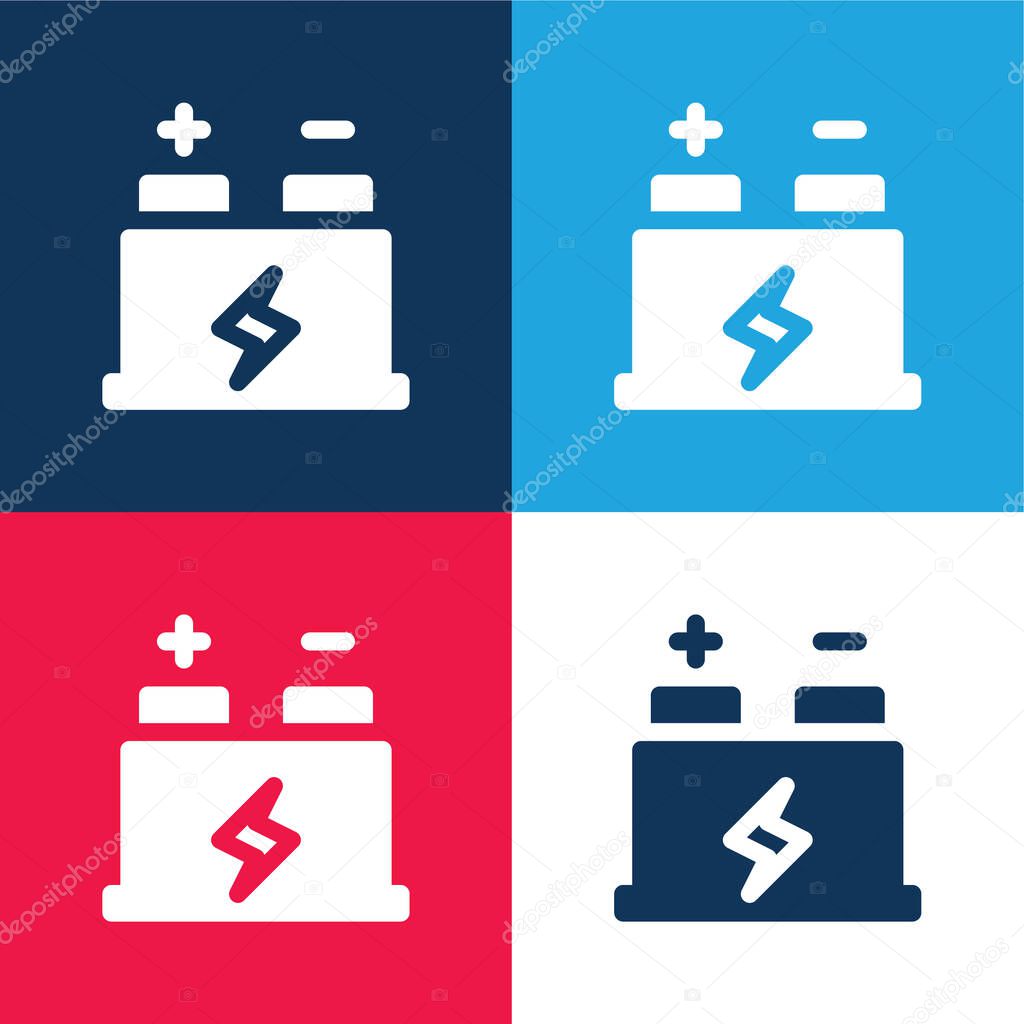 Battery blue and red four color minimal icon set