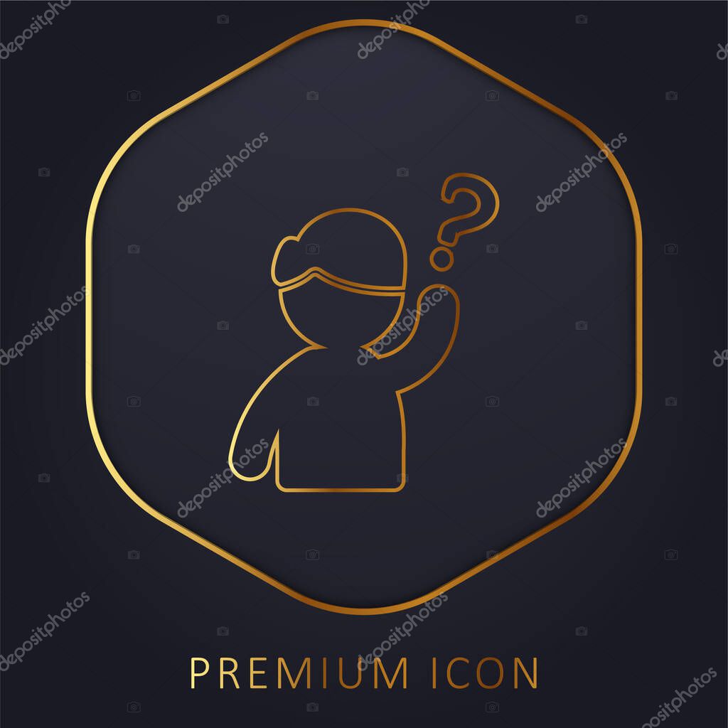 Hand golden line premium logo or icon