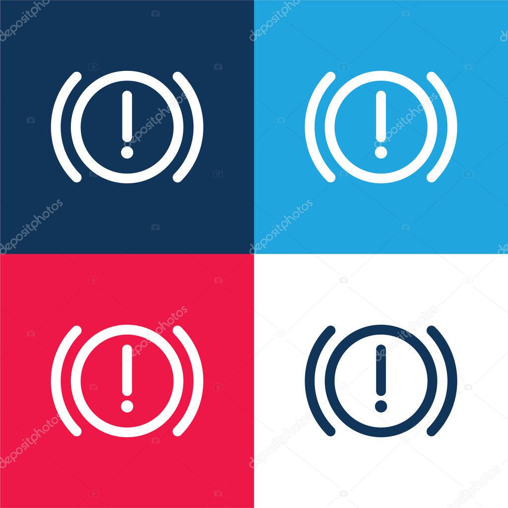 Brake System Warning blue and red four color minimal icon set