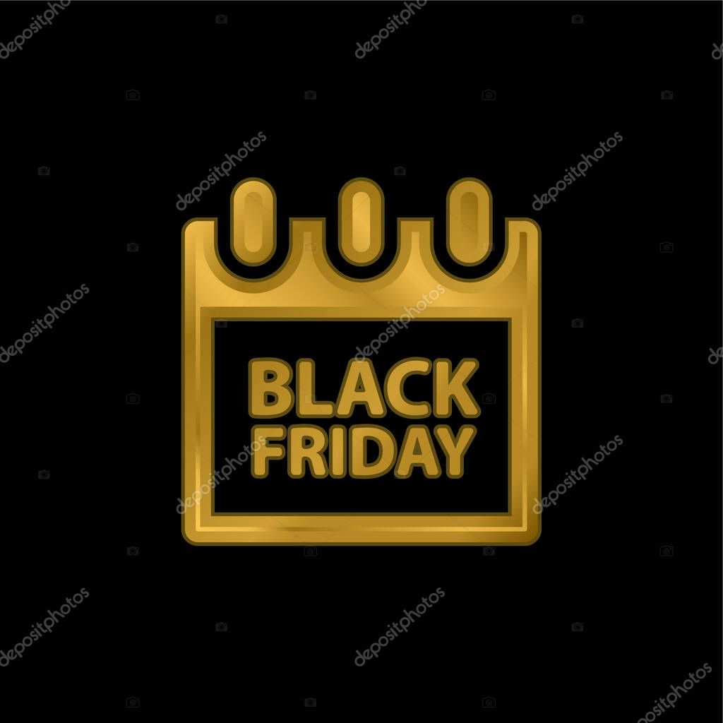 Black Friday gold plated metalic icon or logo vector