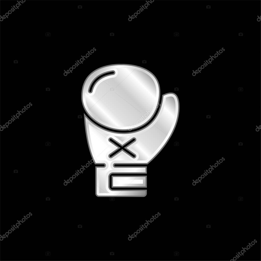 Boxing Glove silver plated metallic icon