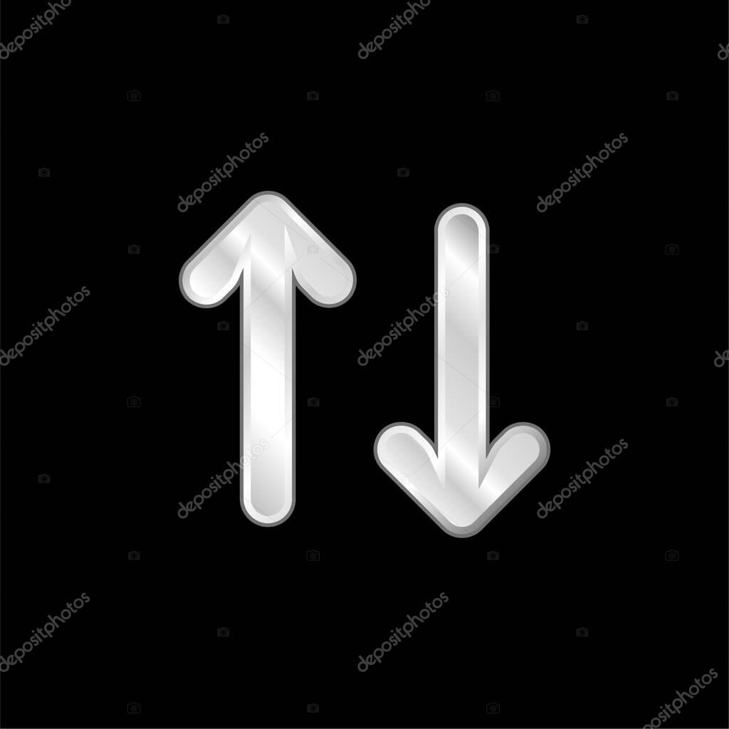 Arrows silver plated metallic icon