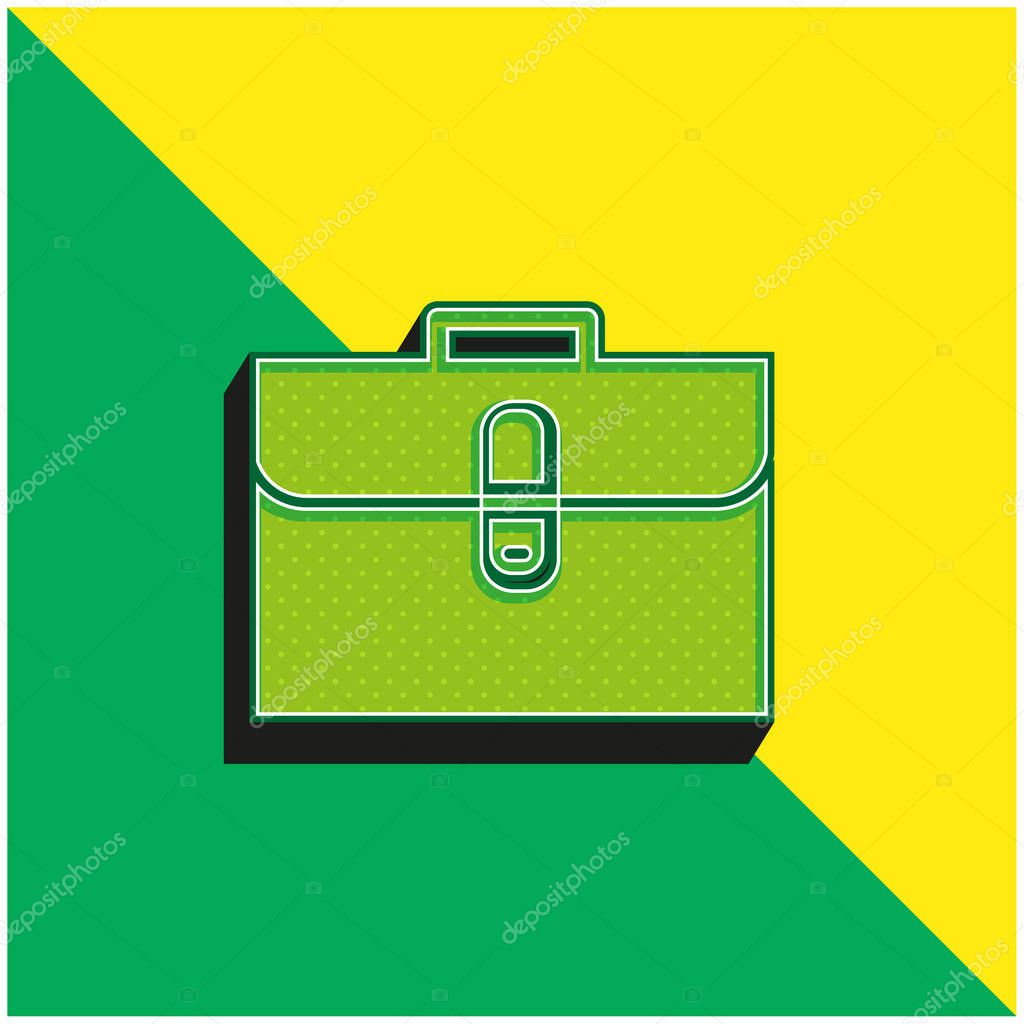 Briefcase Green and yellow modern 3d vector icon logo