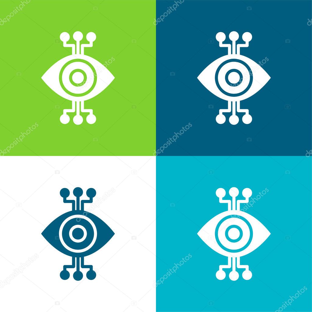 Bionic Eye Flat four color minimal icon set