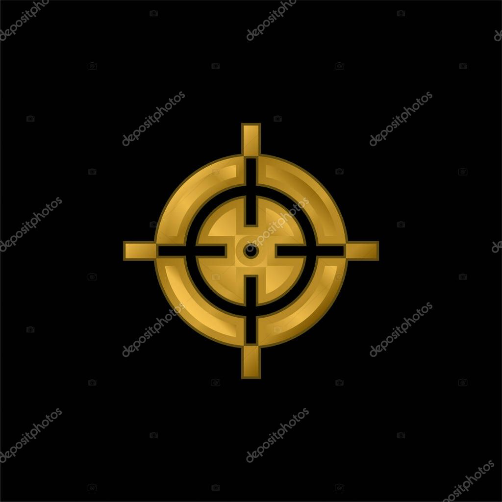 Aim gold plated metalic icon or logo vector