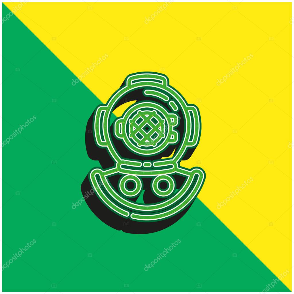 Aqualung Green and yellow modern 3d vector icon logo