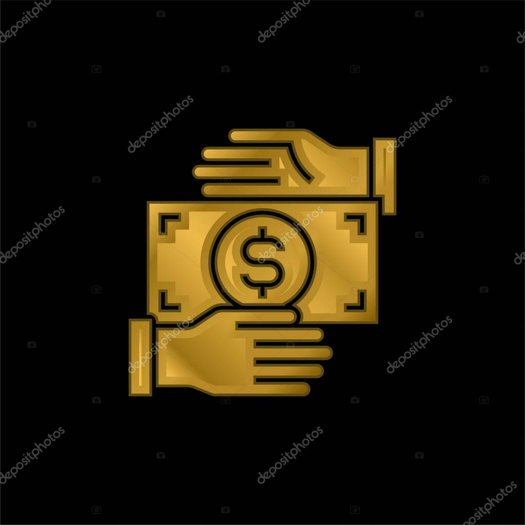 Bribery gold plated metalic icon or logo vector