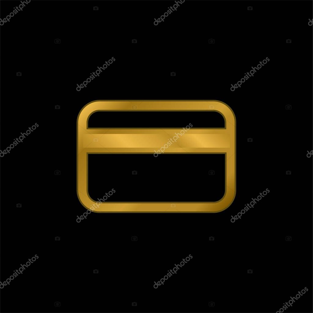 Big Credit Card gold plated metalic icon or logo vector