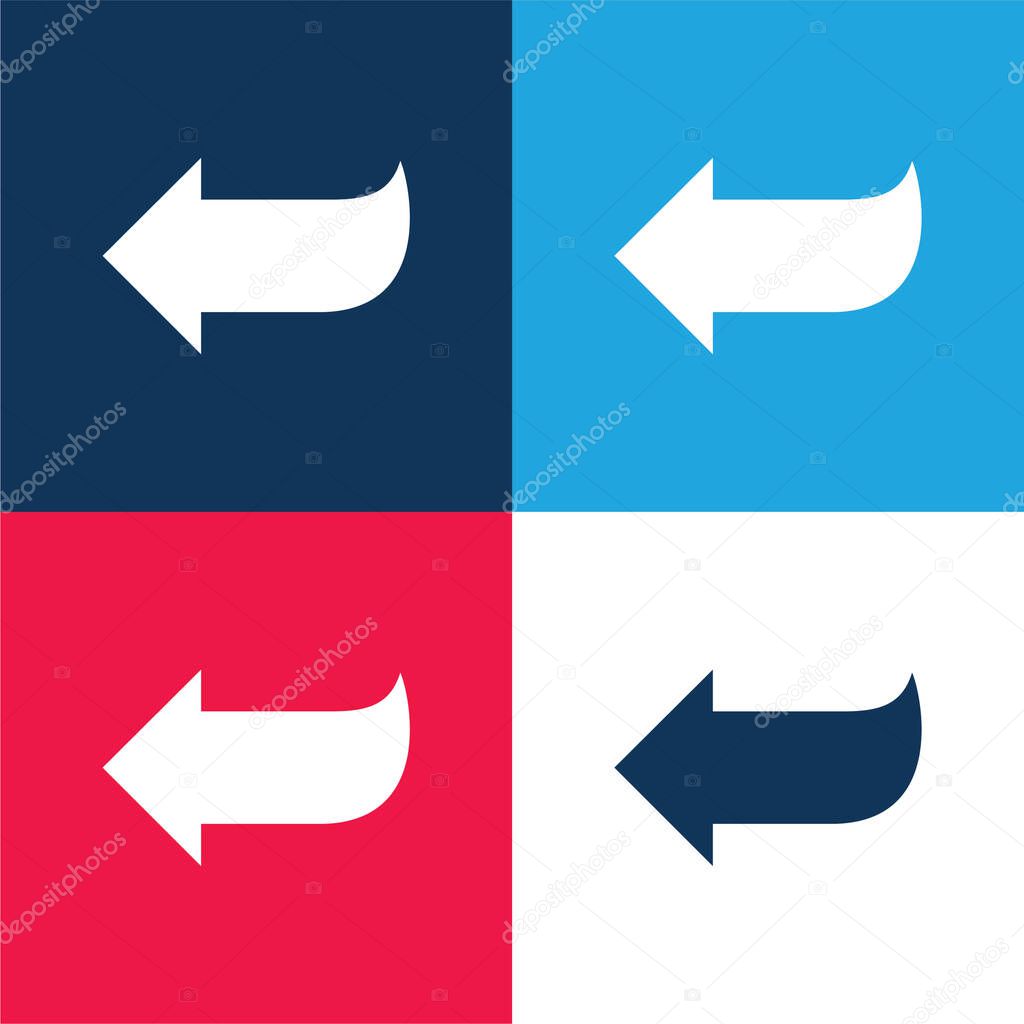 Arrow Shape Pointing To Left blue and red four color minimal icon set