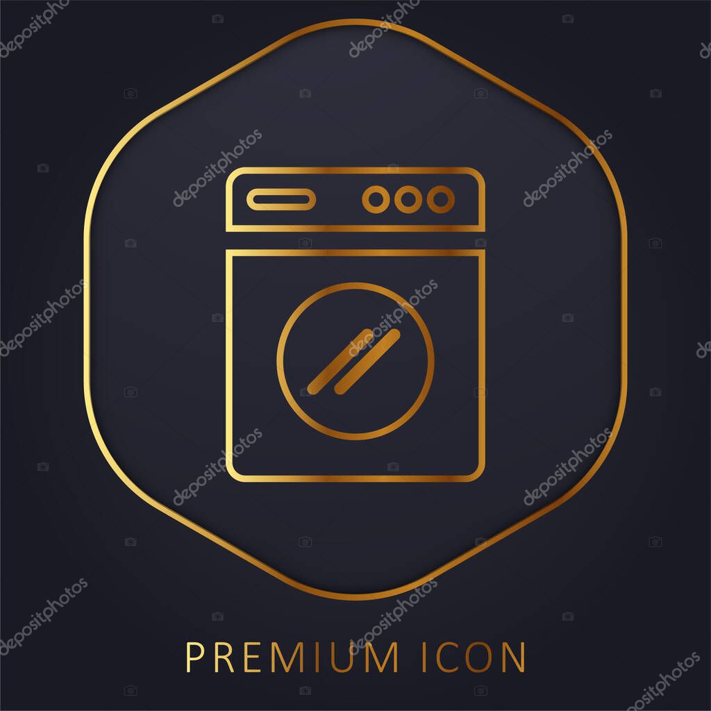 Big Washing Machine golden line premium logo or icon