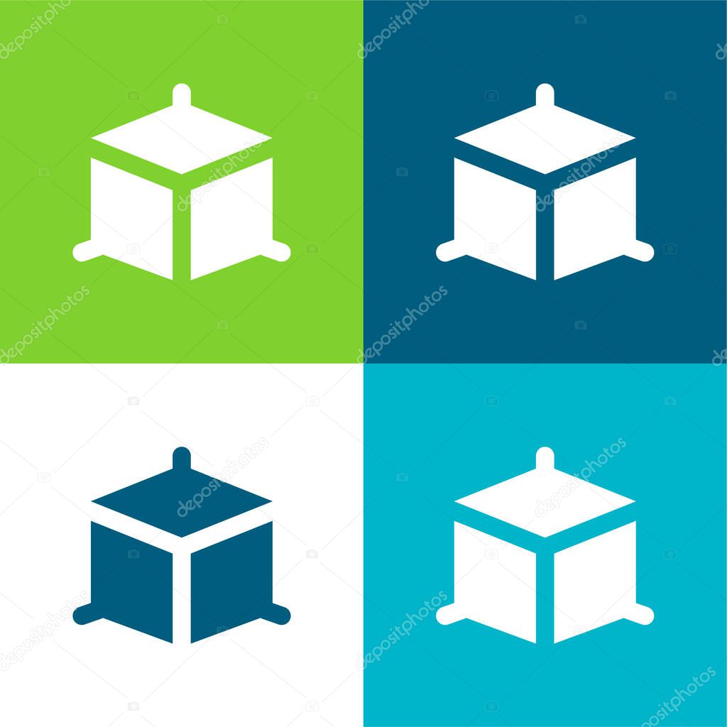 3d Modeling Flat four color minimal icon set