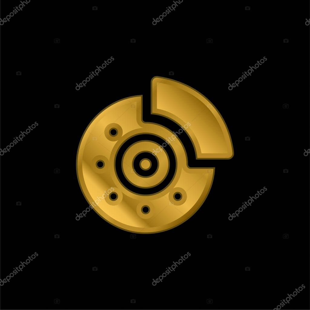 Brake gold plated metalic icon or logo vector