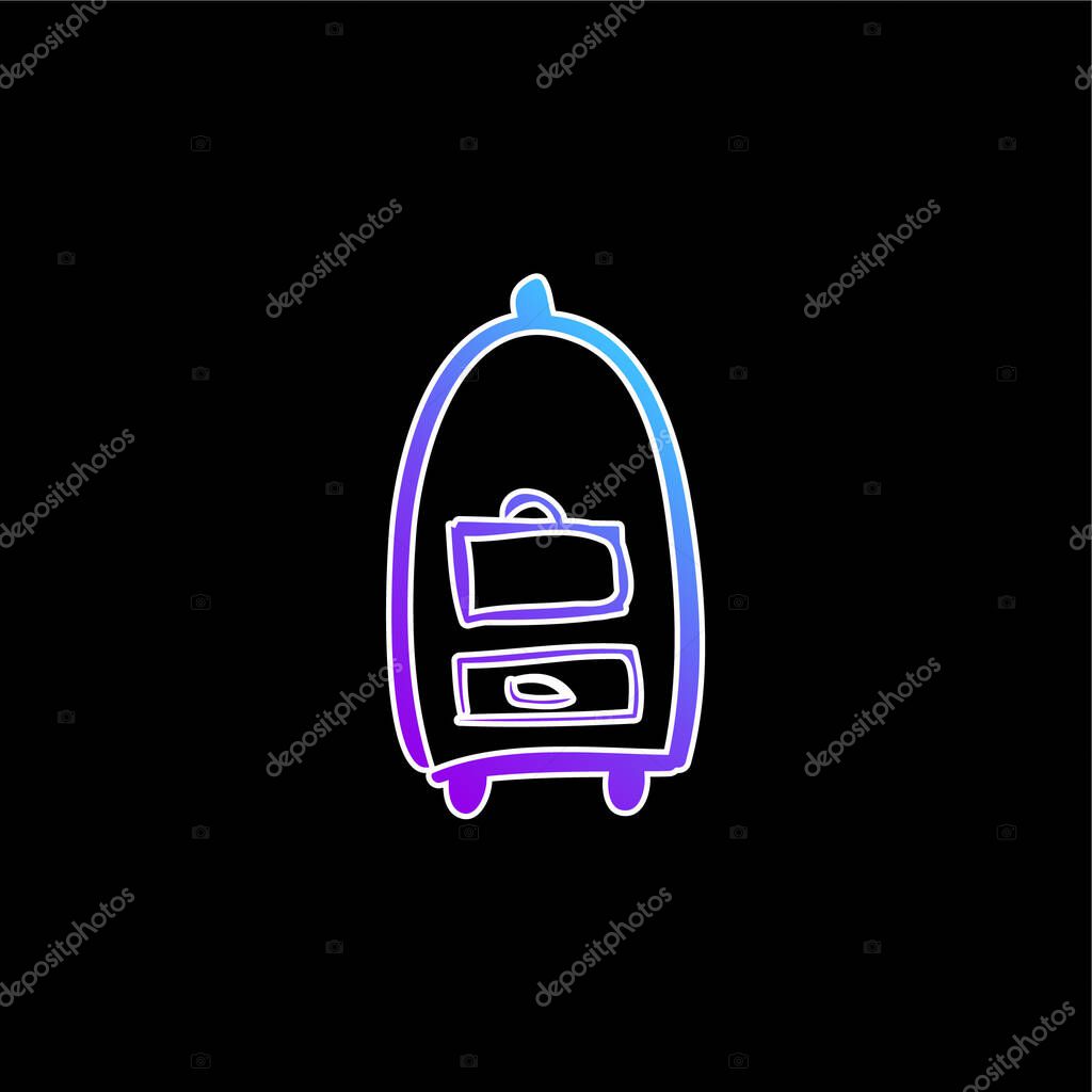 Baggages Hotel Cart Transportation Hand Drawn Tools blue gradient vector icon