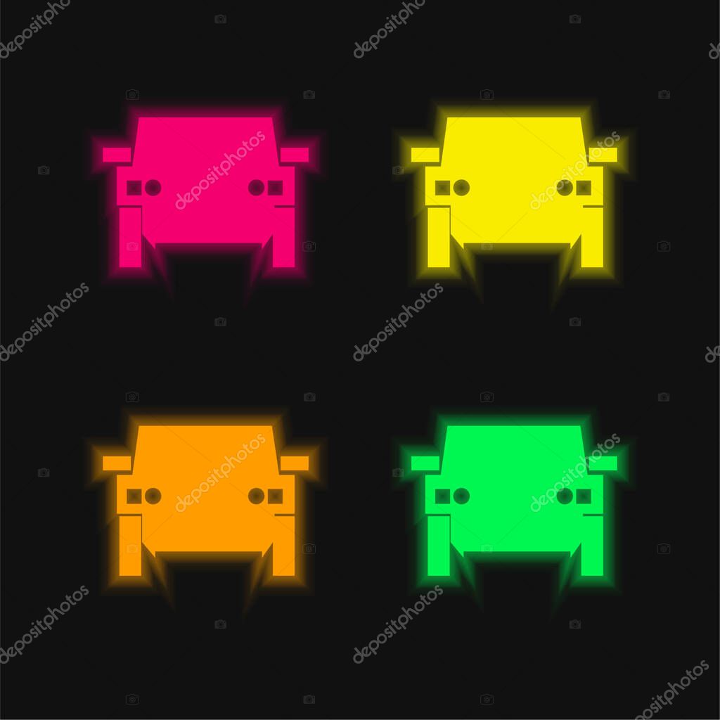 All Terrain Vehicle four color glowing neon vector icon