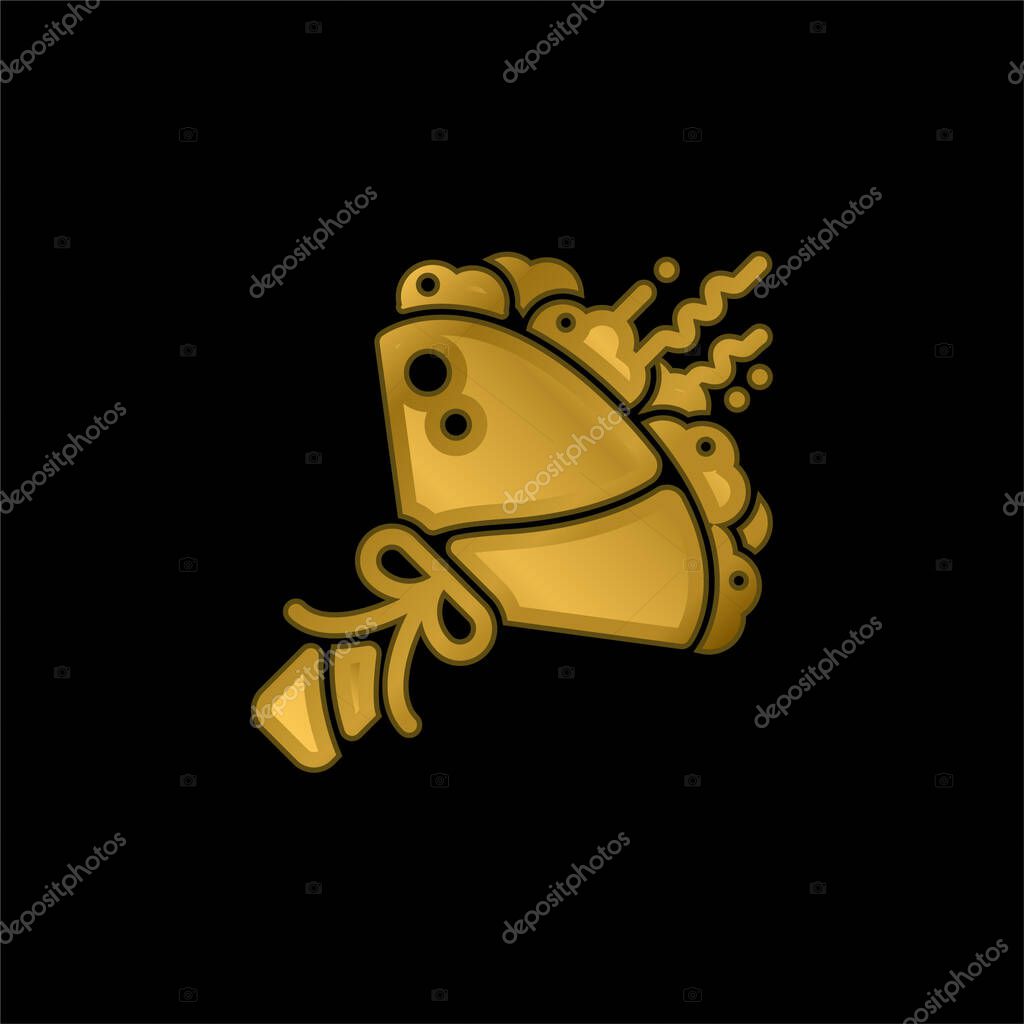 Bouquet gold plated metalic icon or logo vector