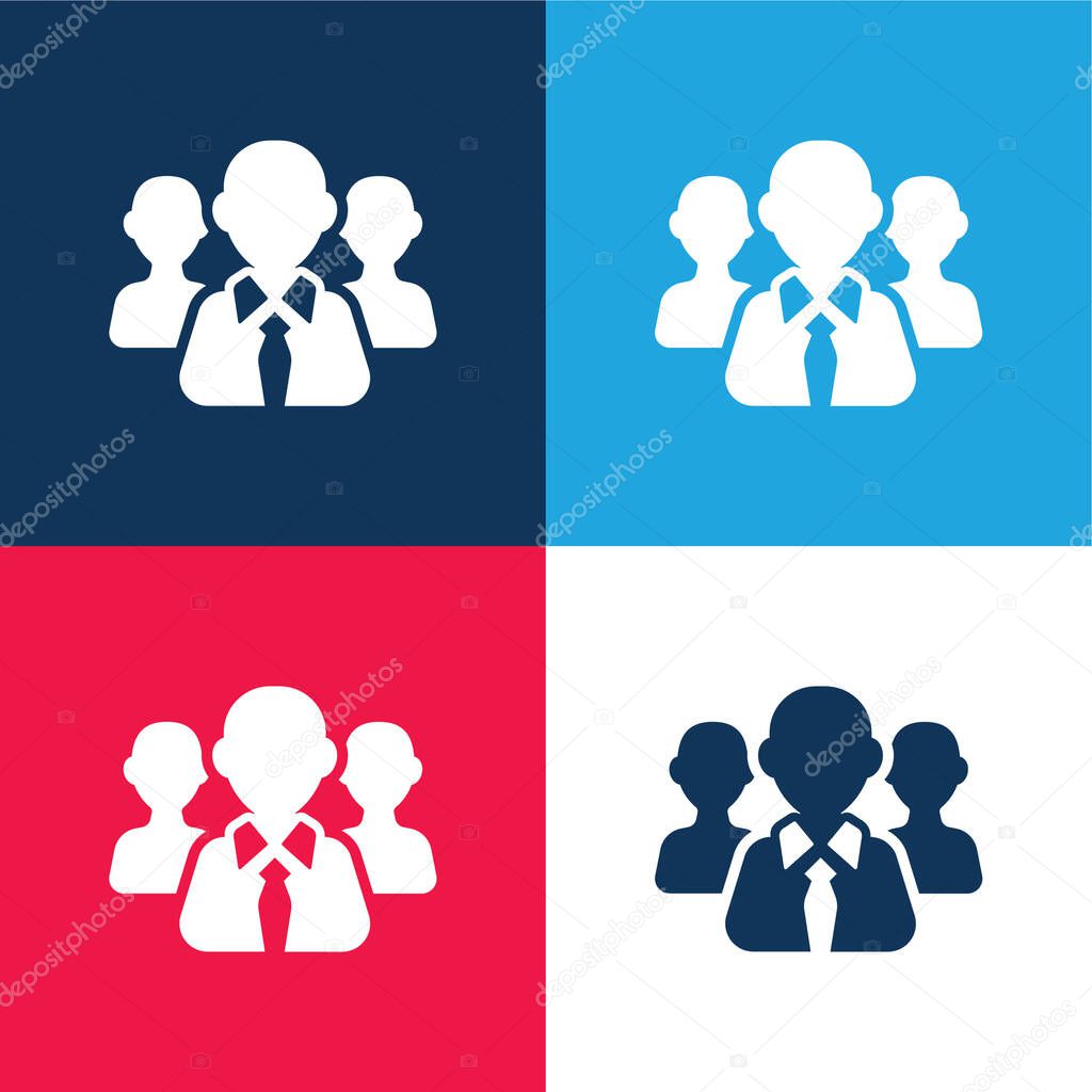 Boss With Tie blue and red four color minimal icon set