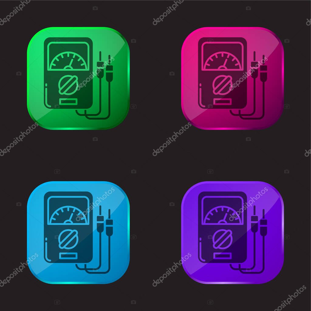 Ammeter four color glass button icon