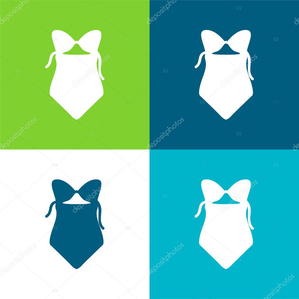 Bikini One Piece Swimwear Flat four color minimal icon set