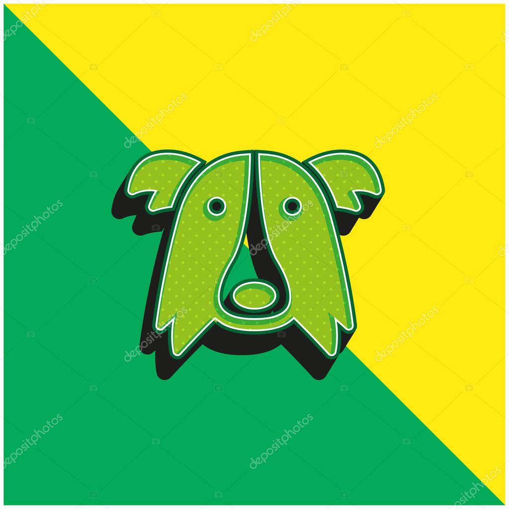 Border Collie Dog Head Green and yellow modern 3d vector icon logo