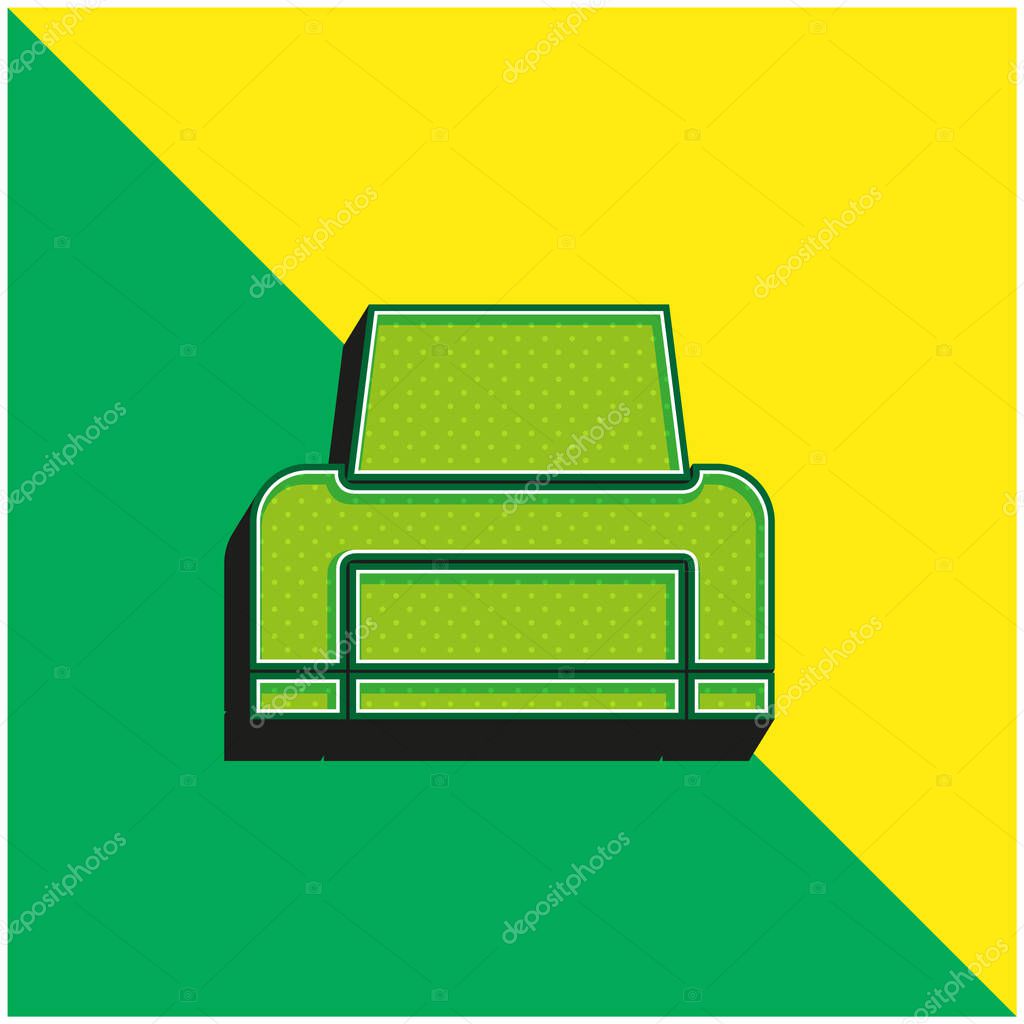 Black Printer Green and yellow modern 3d vector icon logo