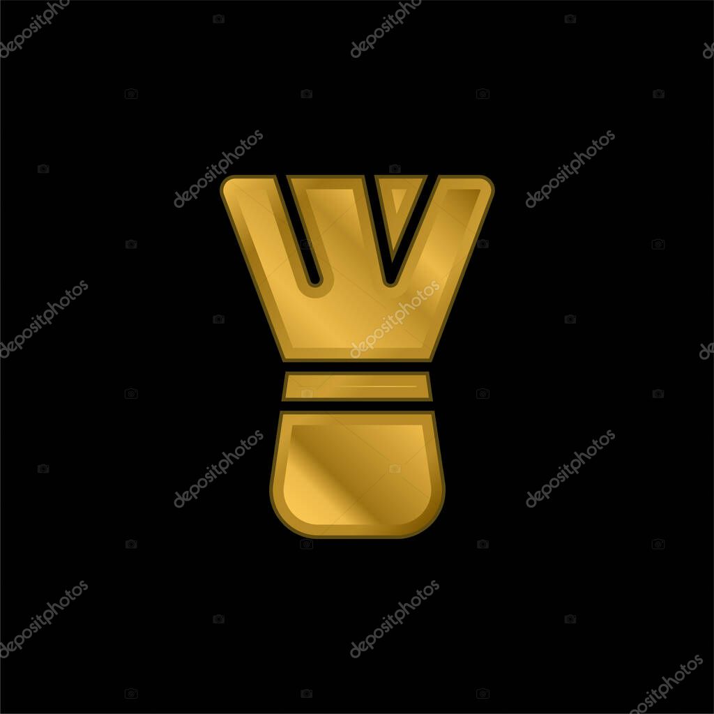 Beauty gold plated metalic icon or logo vector