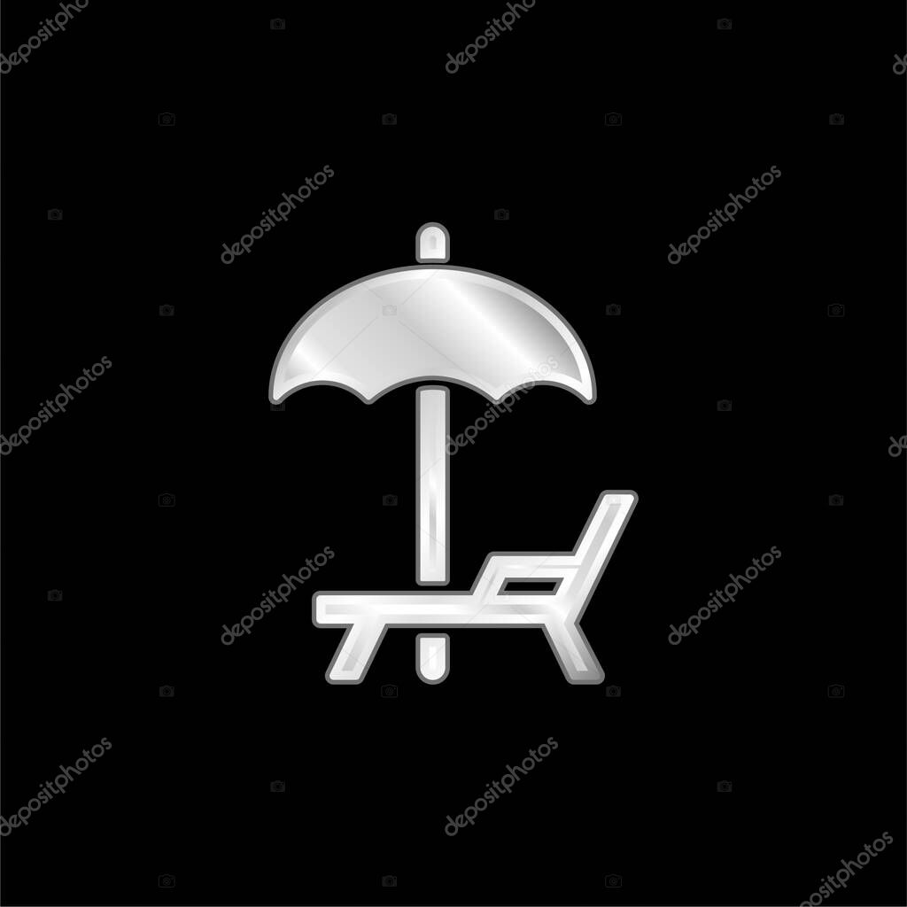 Beach Umbrella And Hammock silver plated metallic icon