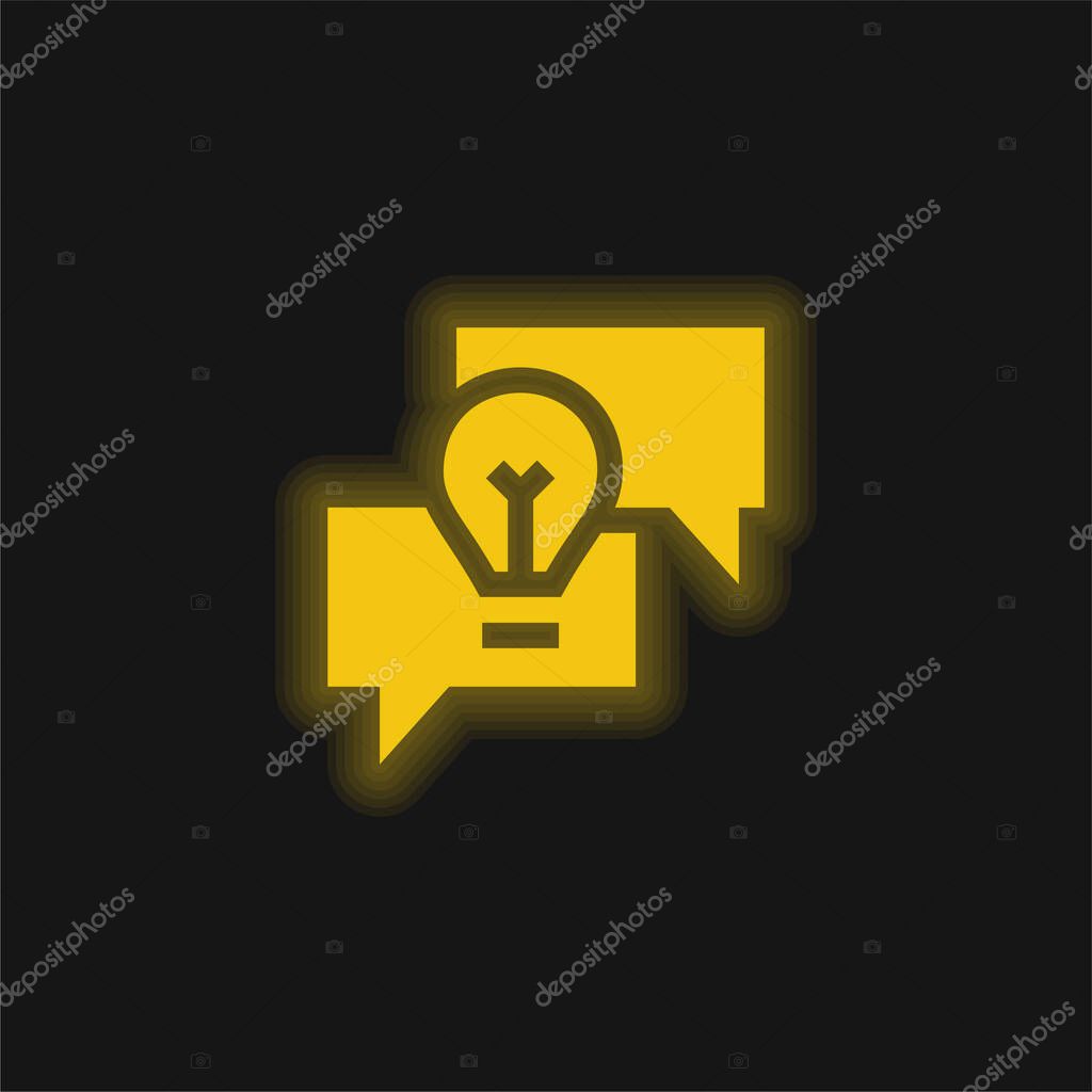 Brainstorming yellow glowing neon icon