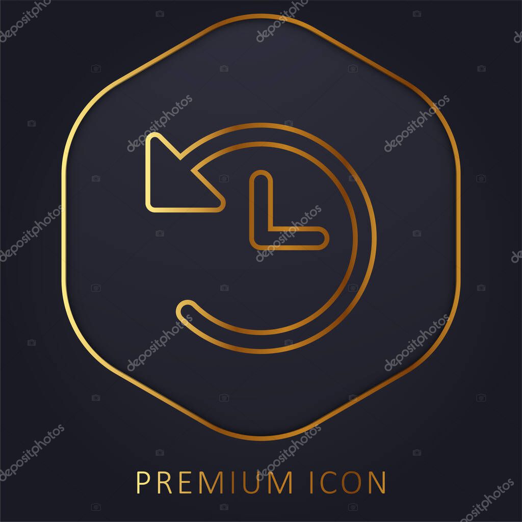 Back Arrow golden line premium logo or icon
