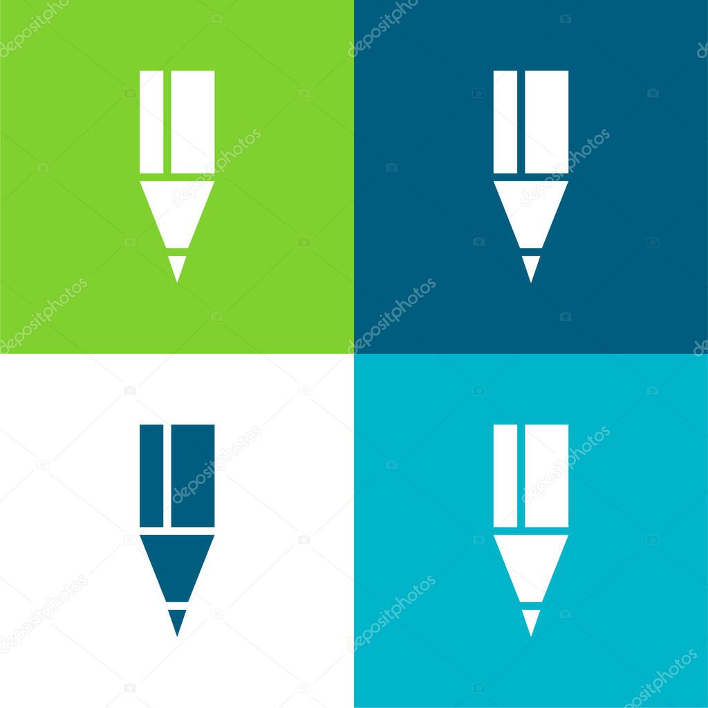 Black Pencil Tip Flat four color minimal icon set